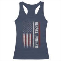 Vintage Distressed Mechanic Trucker Graphic Racerback Tank Top Diesel Power USA Flag