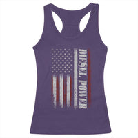Vintage Distressed Mechanic Trucker Graphic Racerback Tank Top Diesel Power USA Flag