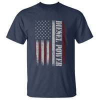 Vintage Distressed Mechanic Trucker Graphic T Shirt Diesel Power USA Flag
