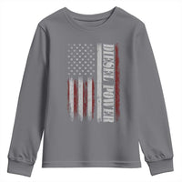 Vintage Distressed Mechanic Trucker Graphic Youth Sweatshirt Diesel Power USA Flag