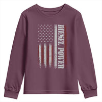 Vintage Distressed Mechanic Trucker Graphic Youth Sweatshirt Diesel Power USA Flag
