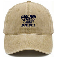 Real Men Smell Like Diesel Truck Mechanic Humor Washed Cotton Baseball Cap