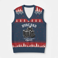 HVAC Dad V-Neck Knit Sweater Vest Funny Technician Fathers Day Graphic
