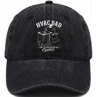 HVAC Dad Washed Cotton Baseball Cap Funny Technician Fathers Day Graphic