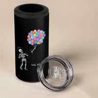 Well Shit Skeleton Detached Arm 4 in 1 Can Cooler Tumbler Gothic Halloween Flying Balloons Graphic