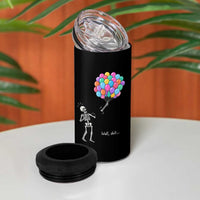 Well Shit Skeleton Detached Arm 4 in 1 Can Cooler Tumbler Gothic Halloween Flying Balloons Graphic