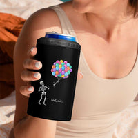 Well Shit Skeleton Detached Arm 4 in 1 Can Cooler Tumbler Gothic Halloween Flying Balloons Graphic