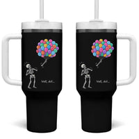 Well Shit Skeleton Detached Arm Tumbler With Handle Gothic Halloween Flying Balloons Graphic