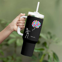 Well Shit Skeleton Detached Arm Tumbler With Handle Gothic Halloween Flying Balloons Graphic