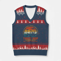 WKRP Turkey Drop V-Neck Knit Sweater Vest Funny Thanksgiving Day First Annual WKRP - Wonder Print Shop