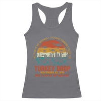 WKRP Turkey Drop Racerback Tank Top Funny Thanksgiving Day First Annual WKRP - Wonder Print Shop