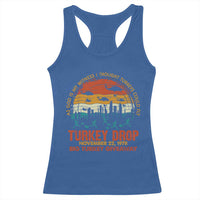 WKRP Turkey Drop Racerback Tank Top Funny Thanksgiving Day First Annual WKRP - Wonder Print Shop