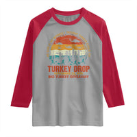 WKRP Turkey Drop Raglan Shirt Funny Thanksgiving Day First Annual WKRP - Wonder Print Shop