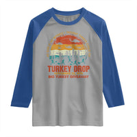 WKRP Turkey Drop Raglan Shirt Funny Thanksgiving Day First Annual WKRP - Wonder Print Shop