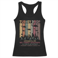 WKRP Turkey Drop Racerback Tank Top Retro First Annual WKRP Funny Thanksgiving Day - Wonder Print Shop