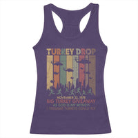 WKRP Turkey Drop Racerback Tank Top Retro First Annual WKRP Funny Thanksgiving Day - Wonder Print Shop