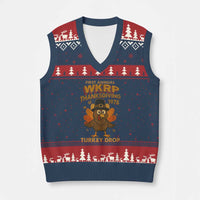 First Annual WKRP V-Neck Knit Sweater Vest Funny Thanksgiving Day WKRP Turkey Drop - Wonder Print Shop