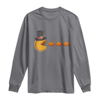 Thanksgiving Video Game Long Sleeve Shirt Pumpkin Pie Eating Turkey Gamer Patch Day - Wonder Print Shop