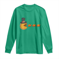 Thanksgiving Video Game Long Sleeve Shirt Pumpkin Pie Eating Turkey Gamer Patch Day - Wonder Print Shop