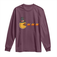 Thanksgiving Video Game Long Sleeve Shirt Pumpkin Pie Eating Turkey Gamer Patch Day - Wonder Print Shop