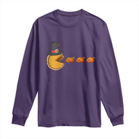 Thanksgiving Video Game Long Sleeve Shirt Pumpkin Pie Eating Turkey Gamer Patch Day - Wonder Print Shop
