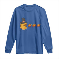 Thanksgiving Video Game Long Sleeve Shirt Pumpkin Pie Eating Turkey Gamer Patch Day - Wonder Print Shop