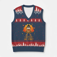 Save A Turkey Eat Pizza V-Neck Knit Sweater Vest Funny Thanksgiving - Wonder Print Shop