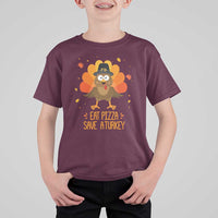 Save A Turkey Eat Pizza T Shirt For Kid Funny Thanksgiving - Wonder Print Shop