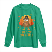 Save A Turkey Eat Pizza Long Sleeve Shirt Funny Thanksgiving - Wonder Print Shop