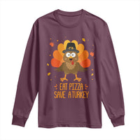 Save A Turkey Eat Pizza Long Sleeve Shirt Funny Thanksgiving - Wonder Print Shop