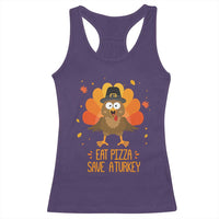 Save A Turkey Eat Pizza Racerback Tank Top Funny Thanksgiving - Wonder Print Shop