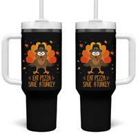 Save A Turkey Eat Pizza Tumbler With Handle Funny Thanksgiving - Wonder Print Shop