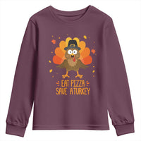 Save A Turkey Eat Pizza Youth Sweatshirt Funny Thanksgiving - Wonder Print Shop