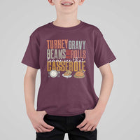 Funny Thanksgiving T Shirt For Kid Turkey Gravy Beans And Rolls Let Me See That Casserole - Wonder Print Shop