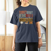 Funny Thanksgiving T Shirt For Women Turkey Gravy Beans And Rolls Let Me See That Casserole - Wonder Print Shop