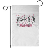 Dancing Skeletons Breast Cancer Garden Flag Skeleton Pink Ribbon Halloween - Wonder Print Shop