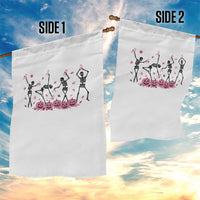 Dancing Skeletons Breast Cancer Garden Flag Skeleton Pink Ribbon Halloween - Wonder Print Shop