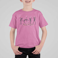 Dancing Skeletons Breast Cancer T Shirt For Kid Skeleton Pink Ribbon Halloween - Wonder Print Shop
