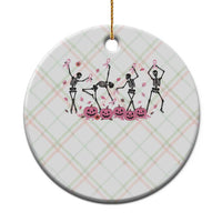 Dancing Skeletons Breast Cancer Ceramic Ornament Skeleton Pink Ribbon Halloween - Wonder Print Shop