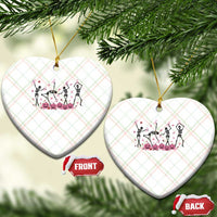 Dancing Skeletons Breast Cancer Ceramic Ornament Skeleton Pink Ribbon Halloween - Wonder Print Shop