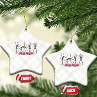 Dancing Skeletons Breast Cancer Ceramic Ornament Skeleton Pink Ribbon Halloween - Wonder Print Shop