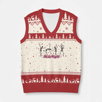 Dancing Skeletons Breast Cancer V-Neck Knit Sweater Vest Skeleton Pink Ribbon Halloween - Wonder Print Shop