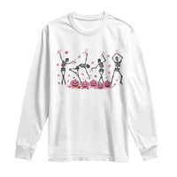 Dancing Skeletons Breast Cancer Long Sleeve Shirt Skeleton Pink Ribbon Halloween - Wonder Print Shop