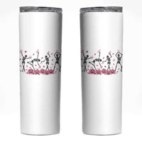 Dancing Skeletons Breast Cancer Skinny Tumbler Skeleton Pink Ribbon Halloween - Wonder Print Shop