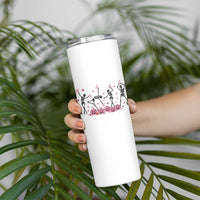 Dancing Skeletons Breast Cancer Skinny Tumbler Skeleton Pink Ribbon Halloween - Wonder Print Shop