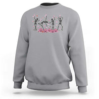 Dancing Skeletons Breast Cancer Sweatshirt Skeleton Pink Ribbon Halloween - Wonder Print Shop