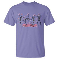 Dancing Skeletons Breast Cancer T Shirt Skeleton Pink Ribbon Halloween - Wonder Print Shop