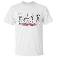 Dancing Skeletons Breast Cancer T Shirt Skeleton Pink Ribbon Halloween - Wonder Print Shop