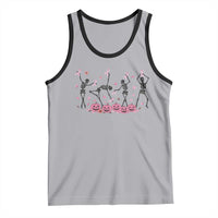 Dancing Skeletons Breast Cancer Tank Top Skeleton Pink Ribbon Halloween - Wonder Print Shop