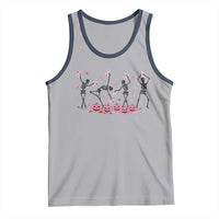 Dancing Skeletons Breast Cancer Tank Top Skeleton Pink Ribbon Halloween - Wonder Print Shop